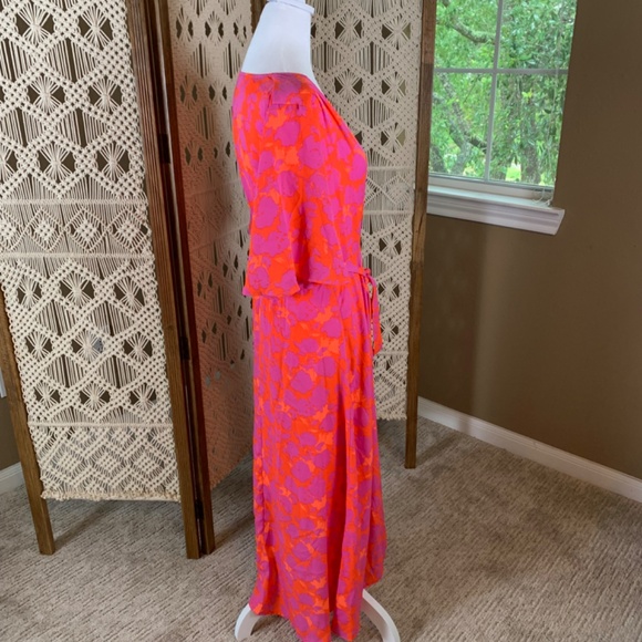 Bobeau‎ candy red & bright magenta wrap dress medium NWT - Picture 2 of 9